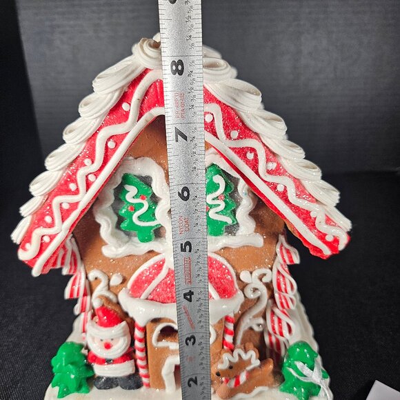 Claydough Light Up LED, Gingerbread House With Santa And Reindeer 9" Tall - Picture 8 of 14